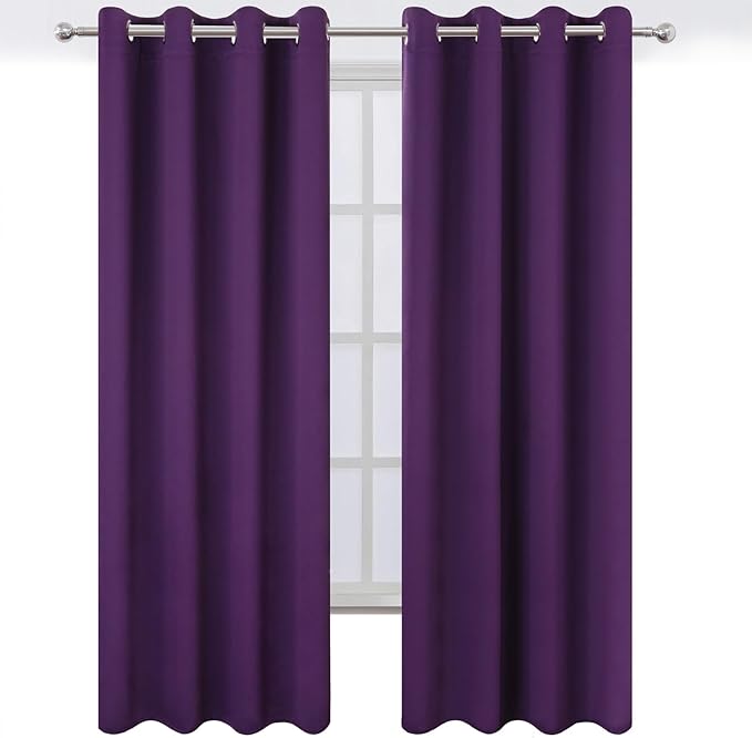 LEMOMO Blackout Curtains 52 x 120 Inch Long Purple Curtains Set of 2 Panels - Image 2