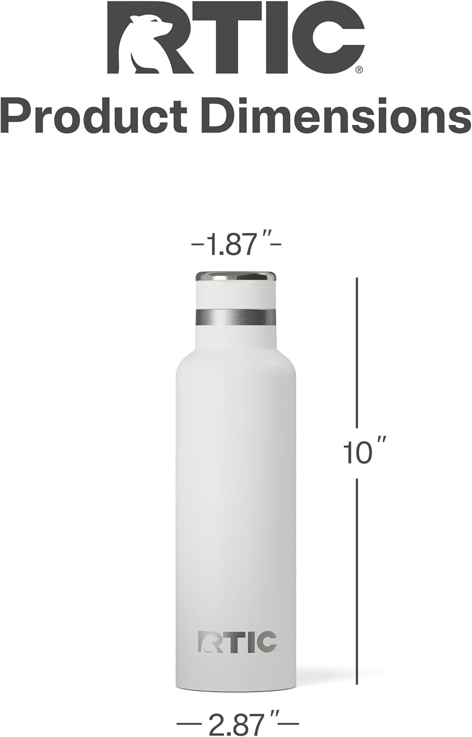 RTIC 20oz Journey Bottle Metal Stainless Steel Vacuum Insulated, BPA Free, Reusable, for Water, Hot and Cold Drinks, Travel, Sports, Camping, White