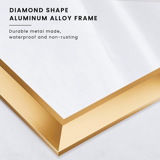 Amorho Bathroom Mirror, 48x36 Inch Golden Thick Metal Framed Wall Mirrors - Image 6
