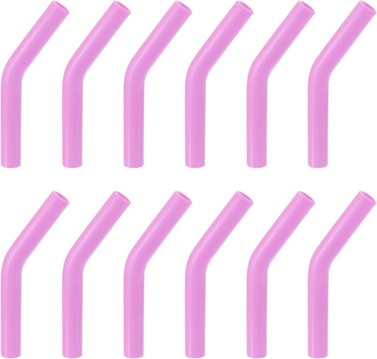 uxcell 12pcs Silicone Straw Tips, Silicone Straw Elbows Tip, Soft Reusable Metal Straw Covers Fit for 6mm/0.24" OD Stainless Steel Straws, Light Purple