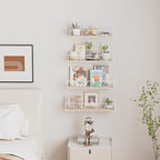 Amaoot Floating Shelves for Wall Set of 4, Different Sizes Mounted Wood - Image 3