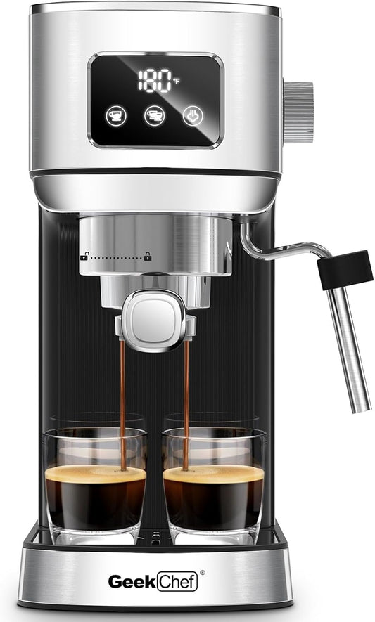Geek Chef Espresso Machine, 20 Bar Coffee Machine, Latte Machine, Cappuccino Maker, Espresso Maker for Home