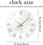 Large White Marble Wall Clocks Battery Operated 20 Inch Modern Analog Glass - Image 2