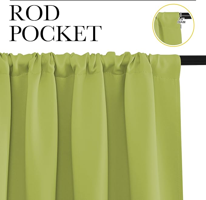 NICETOWN Fresh Green Blackout Curtains 48 inches Long - Image 2