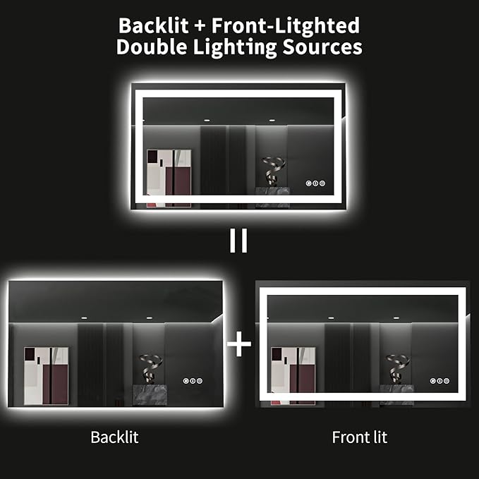 LOAAO 48"X28" LED Bathroom Mirror - Image 6