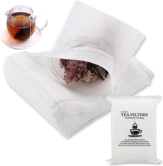 200 Pcs Disposable Tea Bags for Loose Leaf Tea, Empty Tea Bags for Loose Tea with Drawstring, Natural Tea Filter Bags for Loose Tea