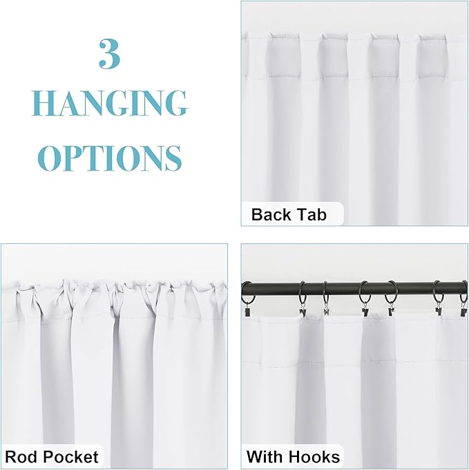RYB HOME White Curtains for Living Room, Privacy Thermal Insulating Window - Image 2