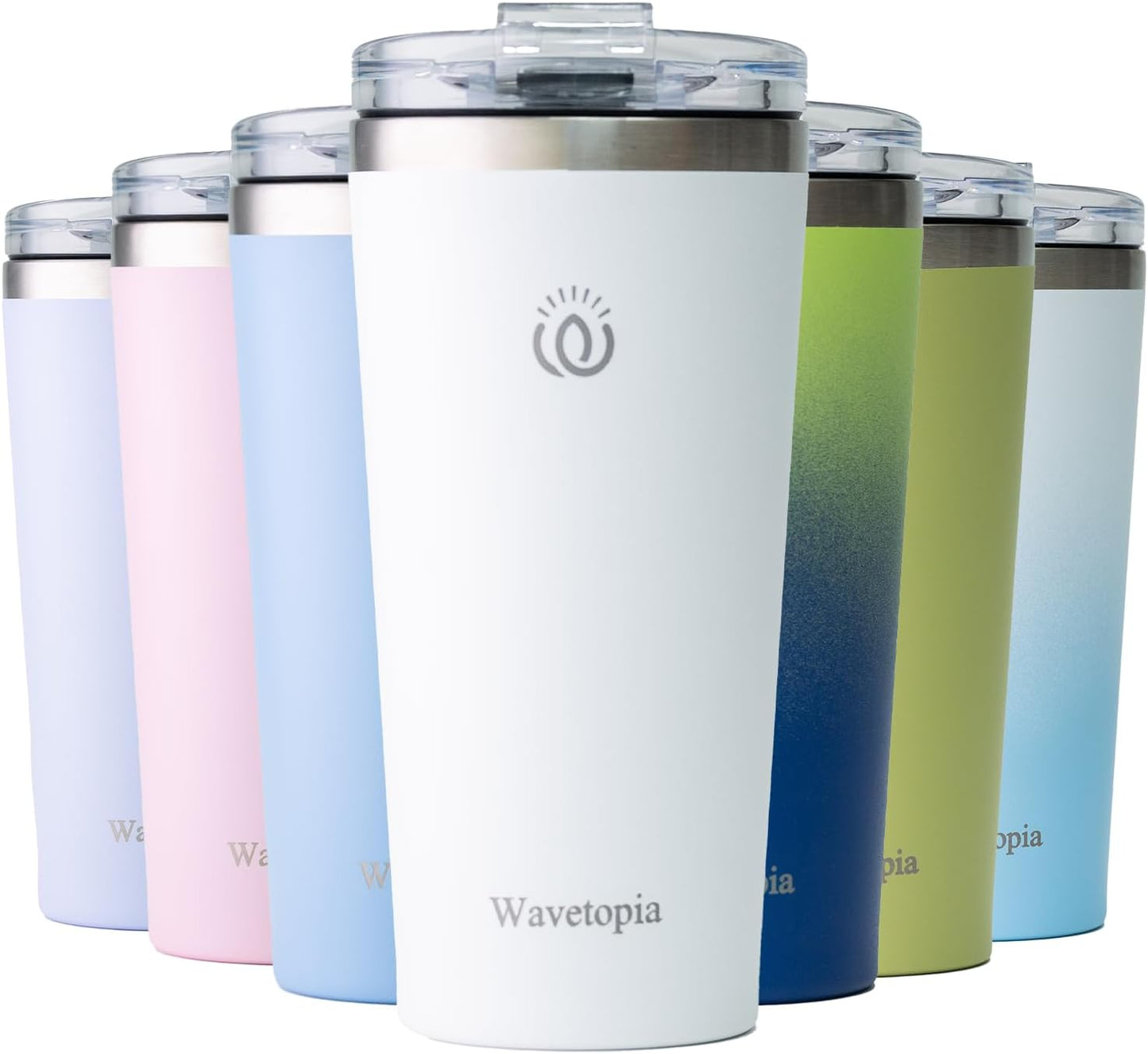 Insulated Coffee Mug with Lid, Reusable Stainless Steel Travel Coffee Cup, 16 Oz Double Wall Vacuum Spill Proof Tumbler Cups for Men and Women Hot & Cold Drinks（White）