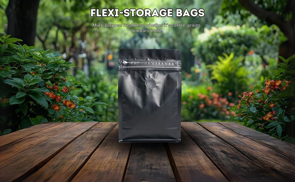 Premium Coffee Bags with Valve (100 pcs, 16 oz) Standing Coffee Beans Storage Bags, Reusable Heat Sealable Side Zipper Pouches, Eco-Friendly Packaging, Perfect for Home and Office - White