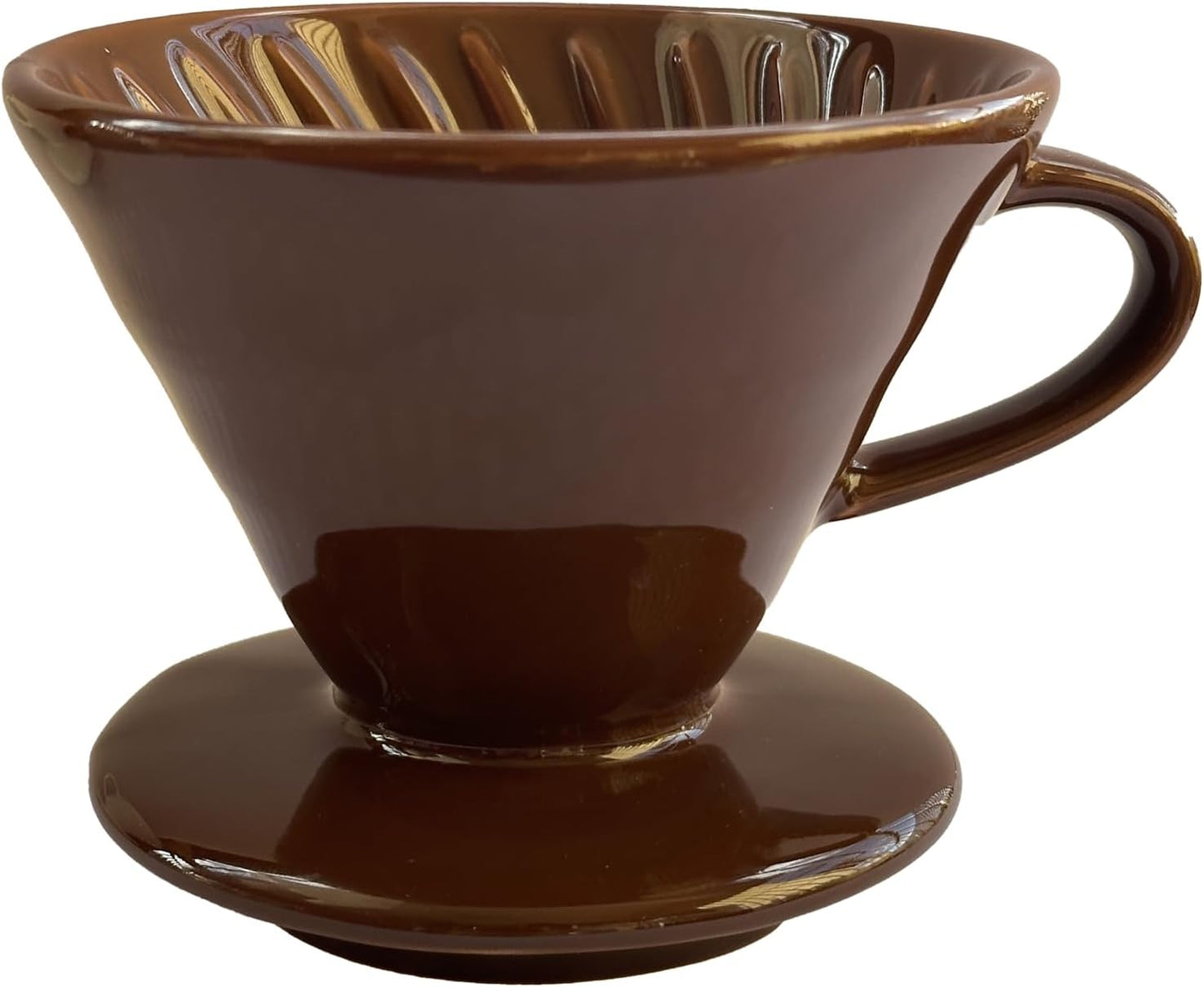 Pour Over Coffee Maker, Single Cup Coffee Dripper, Manual Porcelain Slow Brewing Accessories for Travel, Camping, Office, Home, Cafe, Coffee Gifts (Brown, Large,2-4Cups)
