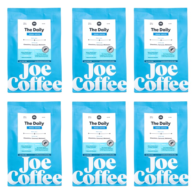 Joe Coffee Company - The Daily Whole Bean Specialty Coffee, 12 oz Bag (Pack of 6) | NYC Roaster, Rainforest Alliance Certified, Kosher, Climate-Friendly