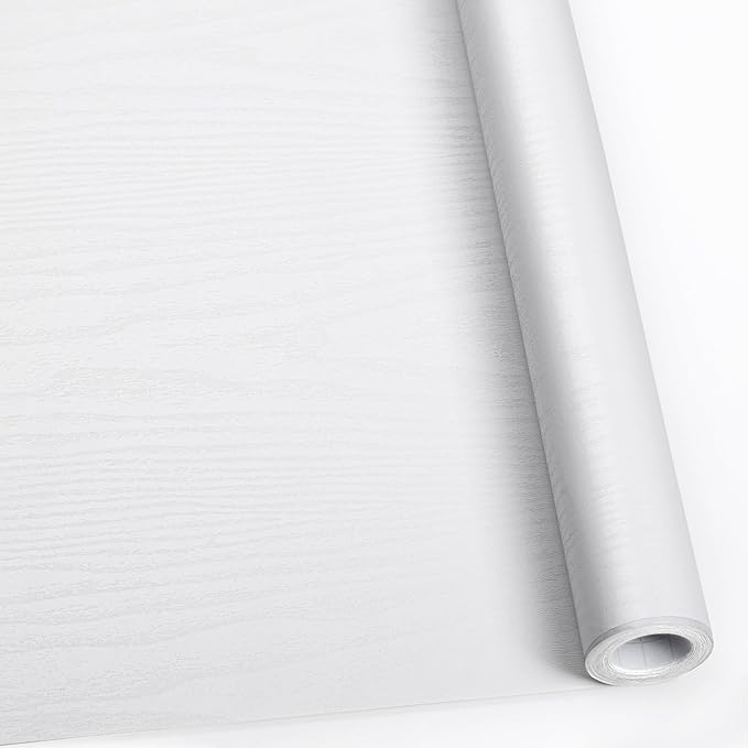 Abyssaly White Wood Contact Paper 17.7" X 118" Decorative Self-Adhesive Film by Abyssaly