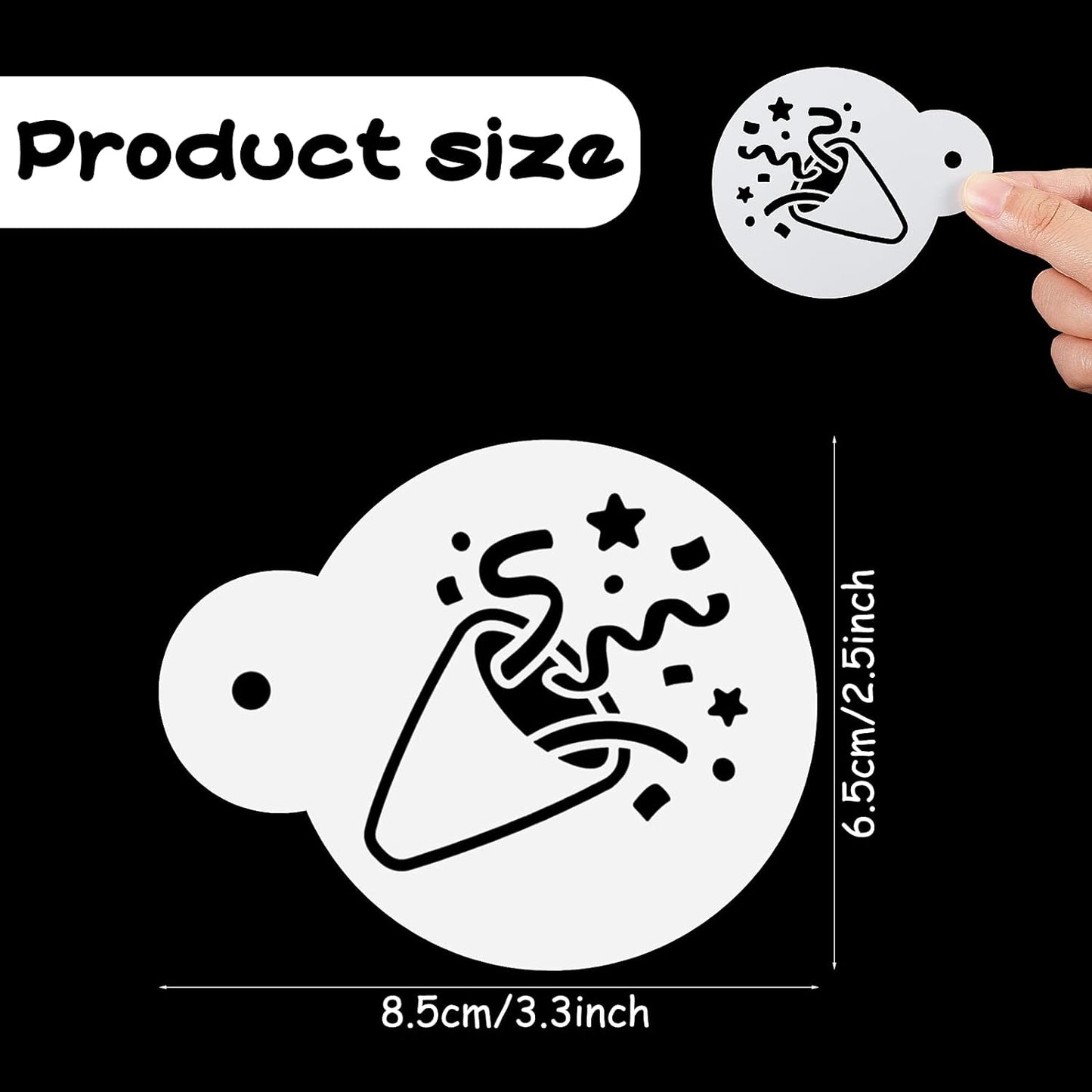 20 Pieces Birthday Cookie Stencil Templates Decoration Cookie Stencil for Birthday Coffee Cake Templates Reusable Painting Mold Tools, Dessert, Coffee Decorating Mold(Cake Style)