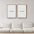 Large Framed Blue Botanical Wall Art Set of 2, Neutral Minimalist Canvas - Image 3