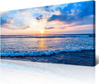 Wapluam Canvas Wall Art For Living Room Office Wall Decor Blue Beach Ocean Sea by Wapluam
