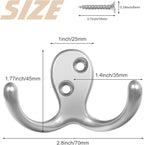 Homanu 54 Pack Coat Hooks, Heavy Duty Double Prong Coat Hooks Wall Mounted - Image 5