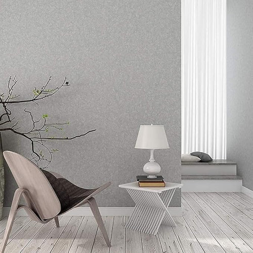 15.7" X 196.8" Silver Grey Wallpaper Embossed Self Adhesive Peel and Stick - Image 2