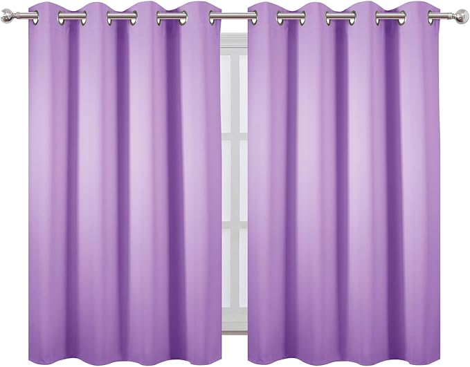 LEMOMO Blackout Curtains 66 x 54 Inch Long Lavender Curtains Set of 2 Panels - Image 2