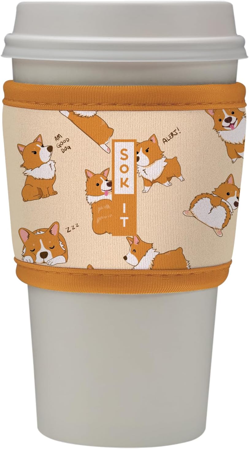 Sok It HotSok Coffee & Tea Reusable Insulated Neoprene Cup Sleeve (Too Corgi to Function)