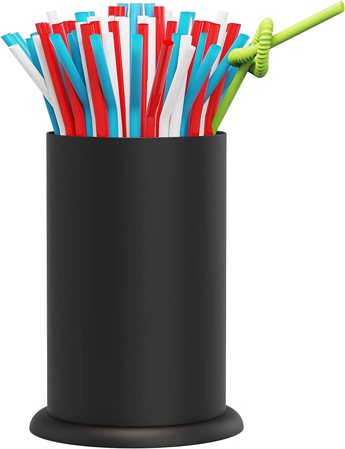 MyLifeUNIT Straw Holder Dispenser, Stainless Steel Kitchen Utensil Organizer 6.7" x 4.9", Black