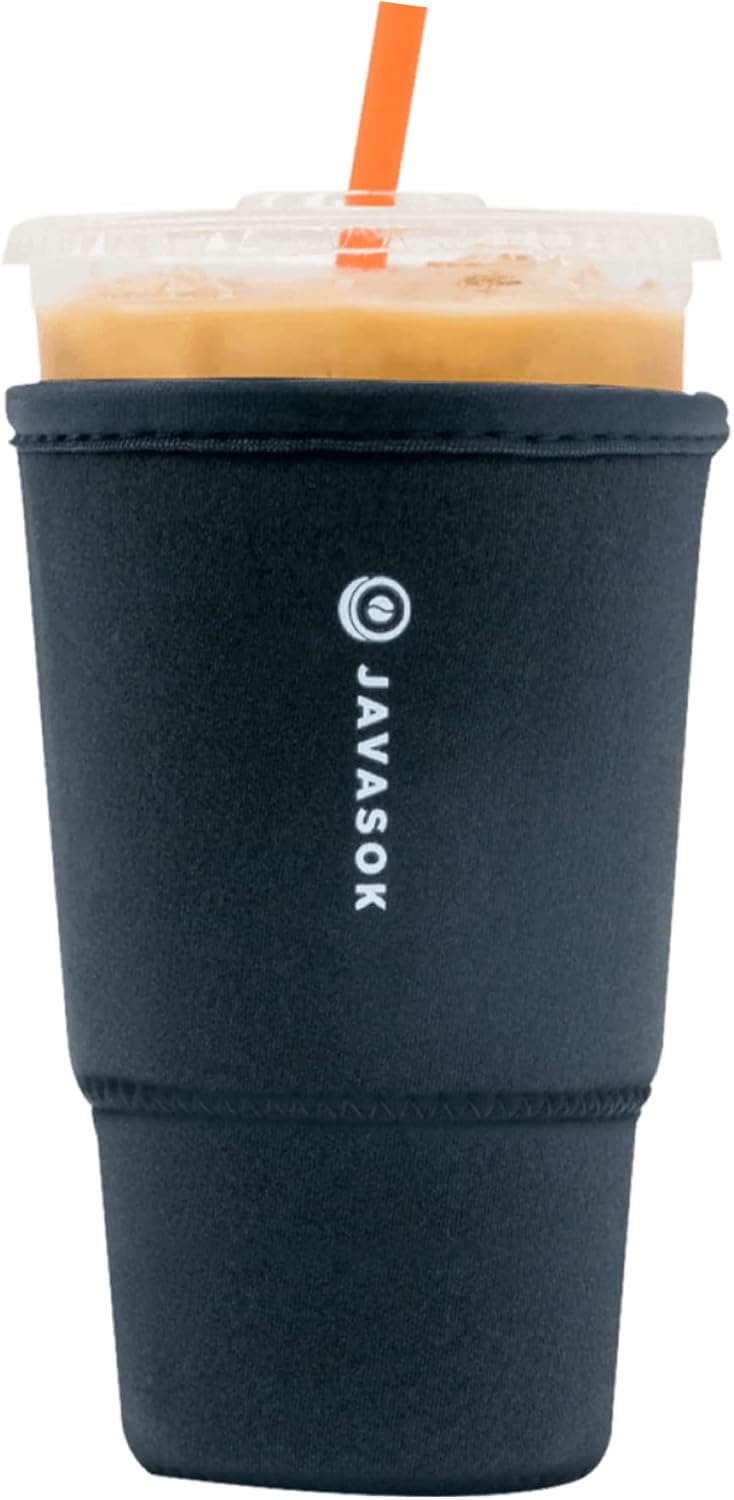 Sok It JavaSok Iced Coffee & Cold Soda Insulated Neoprene Cup Sleeve (Black, Large: 30-32oz)