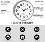 Rohioue Atomic Wall Clock Modern 12 Inch Battery Operated Analog Clock - Image 4