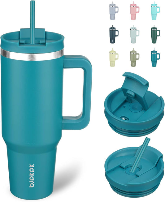BJPKPK Insulated Tumblers With Handle And Straw 40 oz Stainless Steel Tumbler Cups With Lid,Laguna