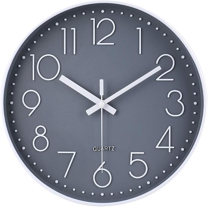 jomparis 13 1/2 Inches Gray Wall Clock Silent Battery Operated Wall Clock by JOMPARIS