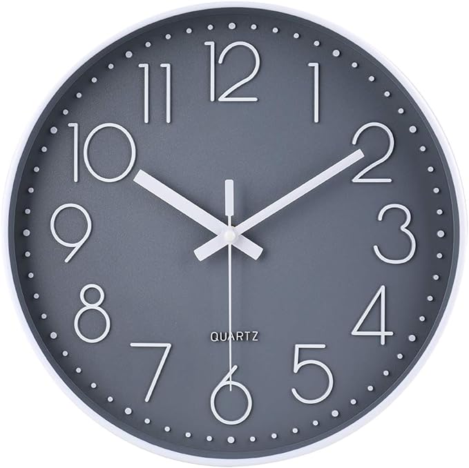 jomparis Wall Clock 12 Inch Non-Ticking Silent Battery Operated Round Wall by JOMPARIS