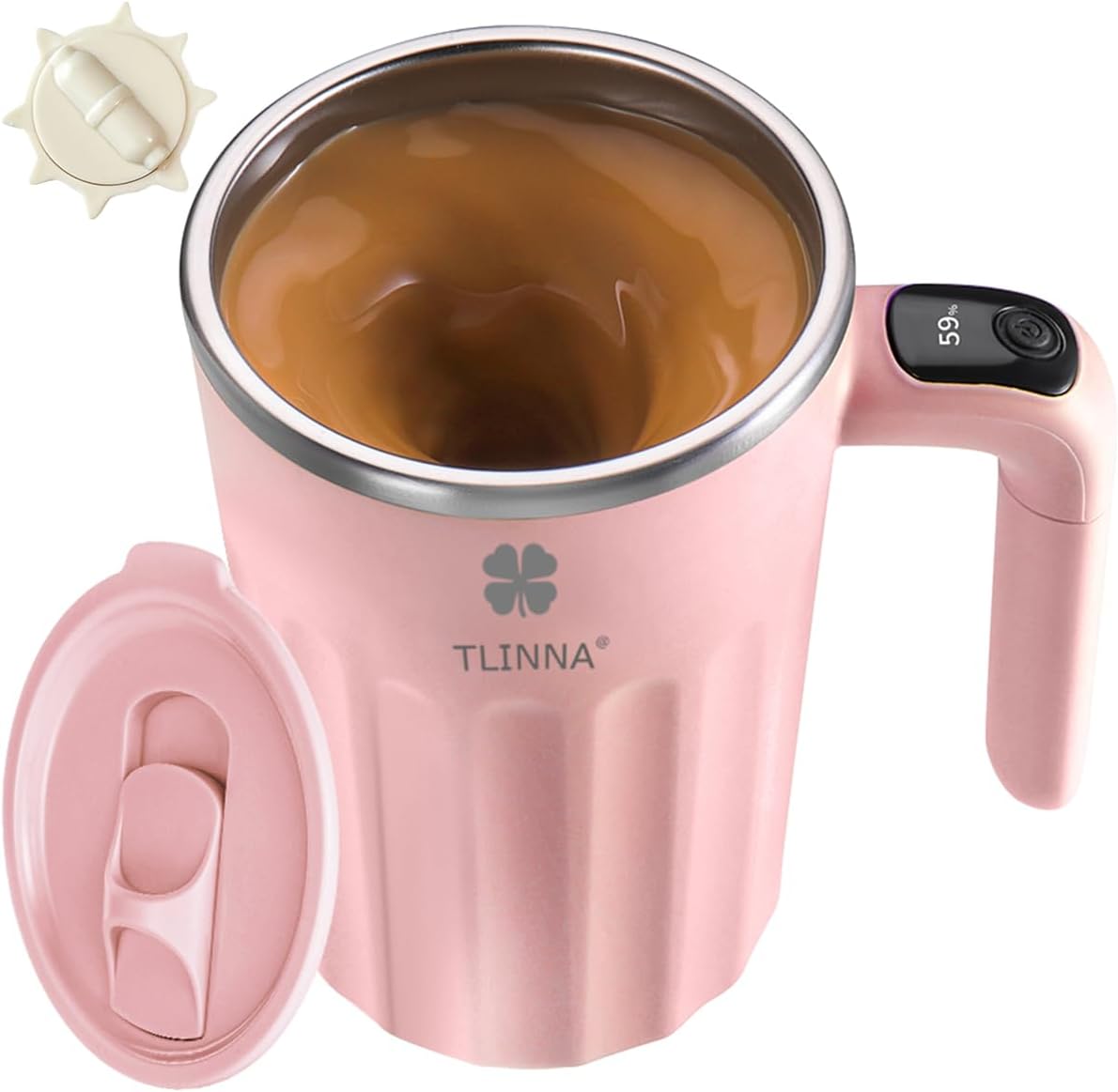 Drink Stirrer,Electric Mixing Mug,Electric Stirring Mug, Coffee Mug,Suitable for Coffee, Milk, Cocoa and Other Beverages (Pink, 16 oz)