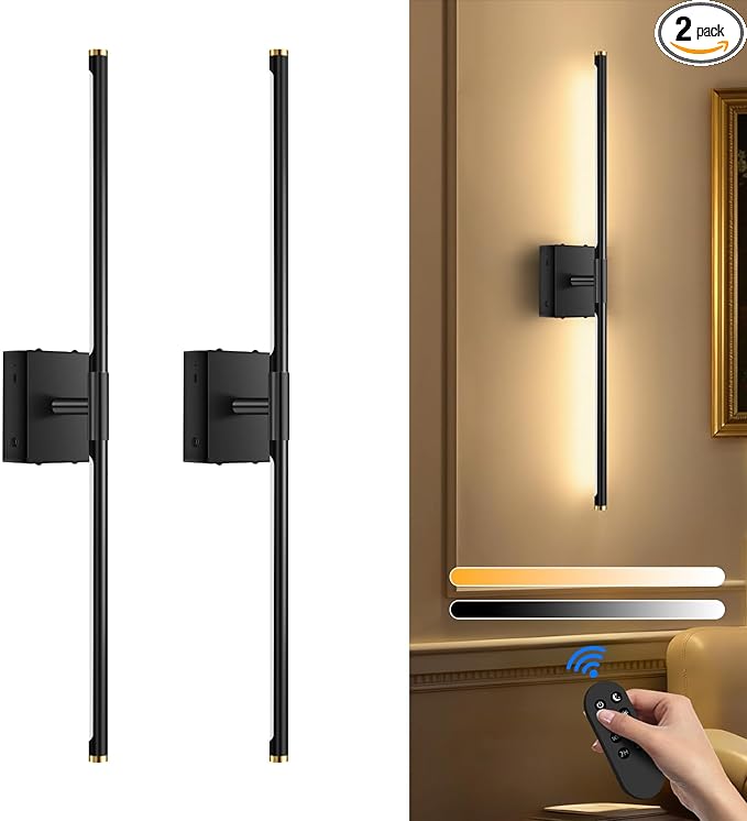 SAIMAND Wall Sconces Set of 2 Battery Operated, Wireless USB 8000mAh by SAIMAND