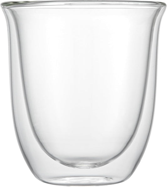 Restaurantware-Forma Professional 6.8 Ounce Double Wall Coffee Cups, 12 Insulated Latte Glasses - Dishwashable, Reusable, Clear Glass Beverage Cups, Freezable, For Hot Or Cold Beverages