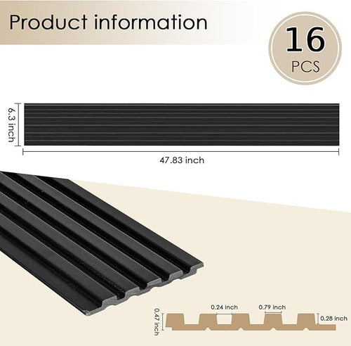 16-Pack 3D Slat Wall Panels — Soundproof Faux Wood Panels - Image 2