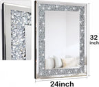 QMDECOR Crystal Crush Diamond Rectangle Silver Mirror - Image 3