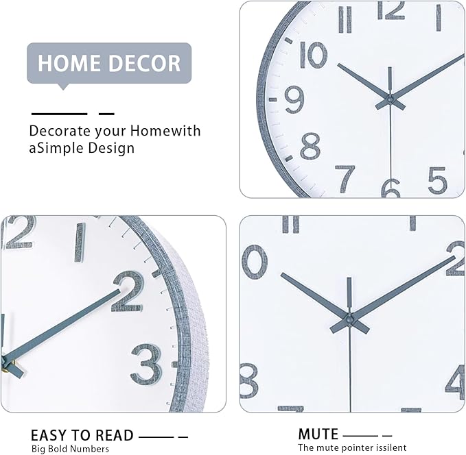 Wall Clocks Battery Operated 10 inch Modern Wall Clock, Silent Non Ticking Wall - Image 3