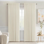 MIULEE Beige White Back Tab Blackout Curtains 84 Inch Length 2 Panels Set by MIULEE