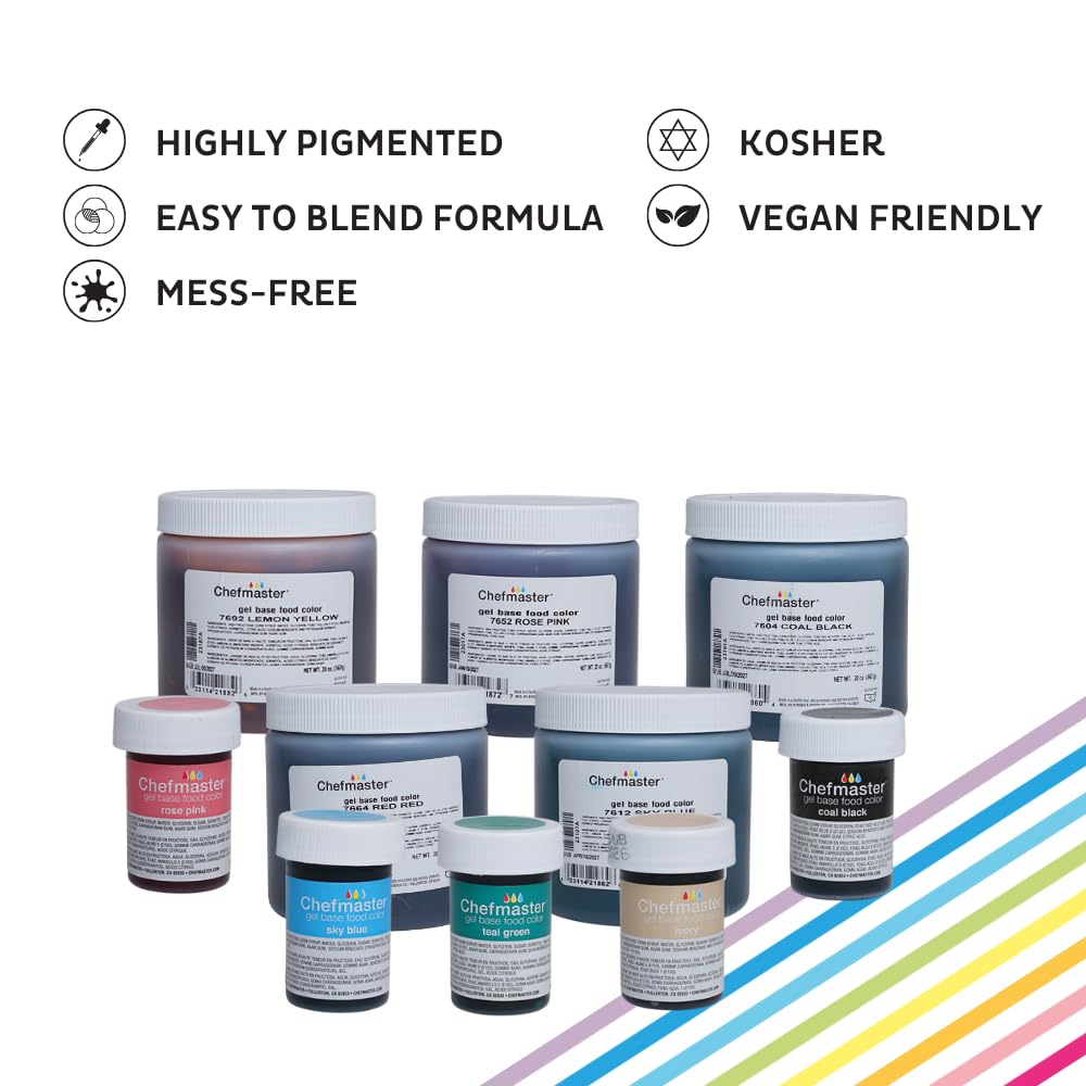 Chefmaster Fuchsia Pink Gel Food Coloring | Vibrant Color | Professional-Grade Dye for Icing, Frosting, Fondant | Baking & Decorating | Fade-Resistant | Easy-to-Use | Made in USA | 1 oz