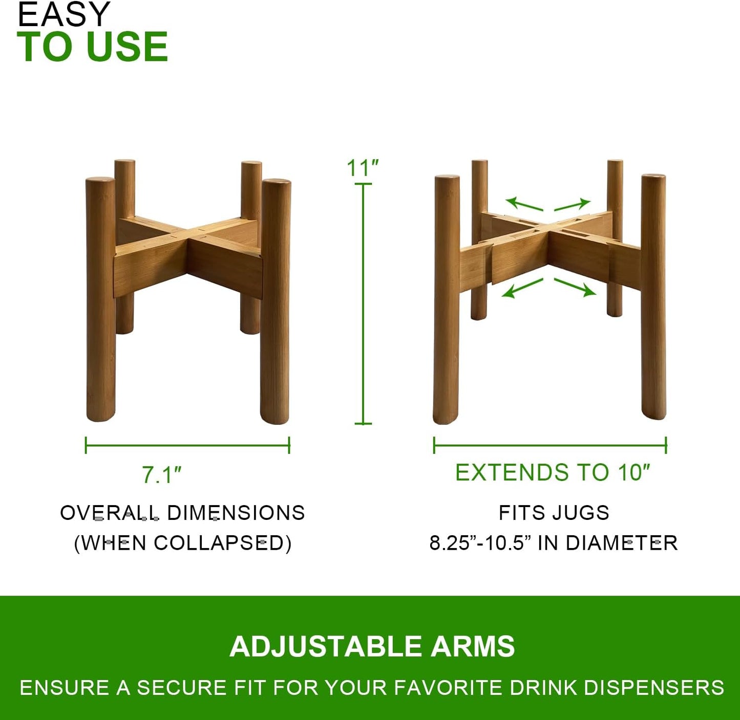 Adjustable Drink Dispenser Holder (6-11 Inch), Water Dispenser Stand - Fit Beverage Dispenser, 1-2 Gallon Glass Water Jar, 3-5 Gallon Water Jug Container, Water Filter Bottle, Water Crock Dispenser