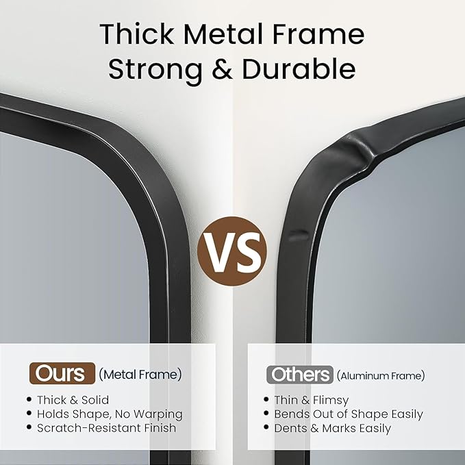 2-Pack 24x36 Inch Matte Black Bathroom Vanity Mirrors | Flush Mount Deep Set - Image 6