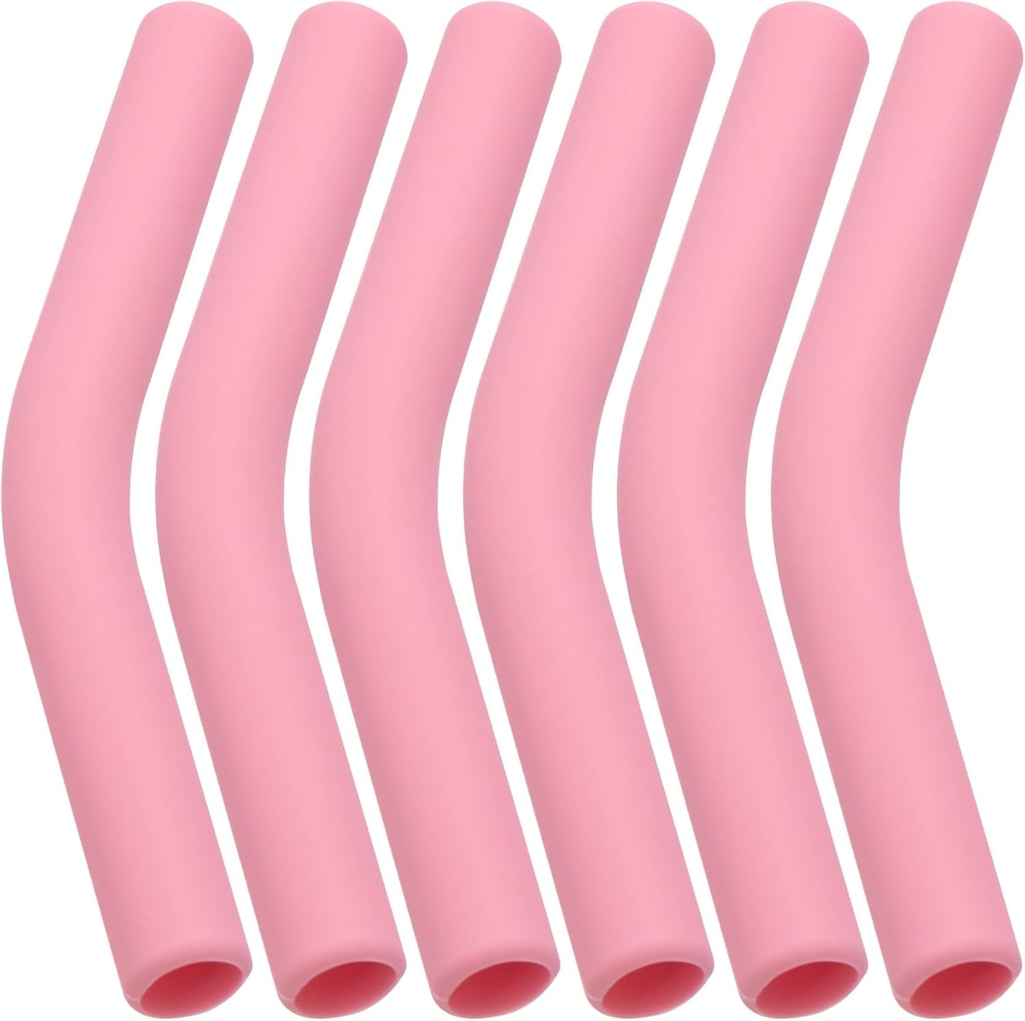 6Pcs Metal Straw Silicone Tips 5/16 IN Wide(8mm Outer Diameter) Food Grade Rubber Straw Covers Flex Elbow Replacement Tip for Stainless Steel Metal Straws, Pink