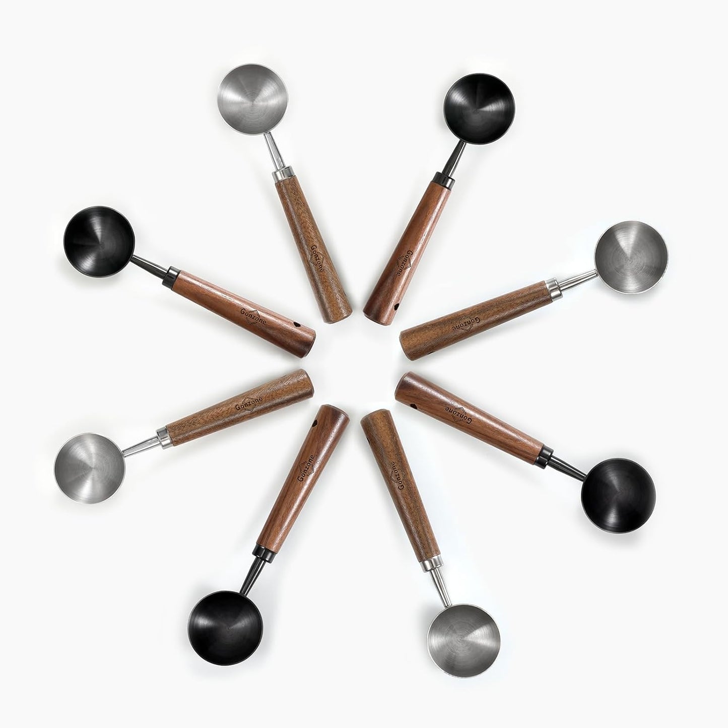 Vintage Coffee Measuring Spoon - 304 Stainless Steel, Coffee Scoop，10g Capacity, Walnut Handle - Perfect for Coffee, Tea, and More (Silver (2 pcs))