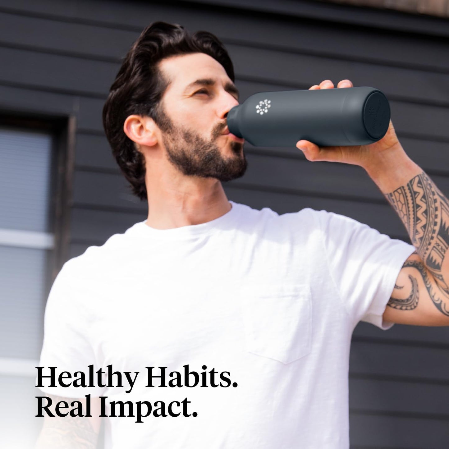 Lifefactory 20-Ounce Stainless Steel Vacuum-Insulated Sport Bottle, Carbon