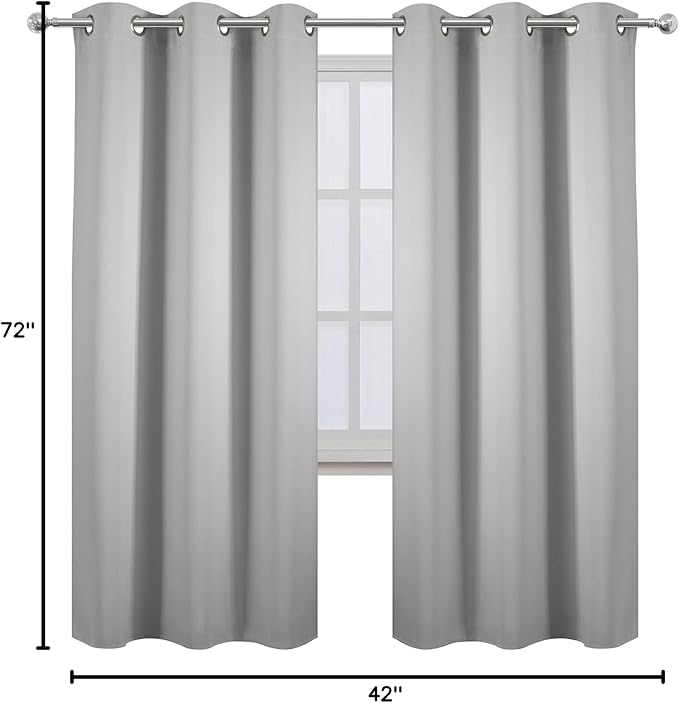 LEMOMO Light Grey Thermal Blackout Curtains/42 x 72 Inch/Set of 2 Panels Room - Image 10