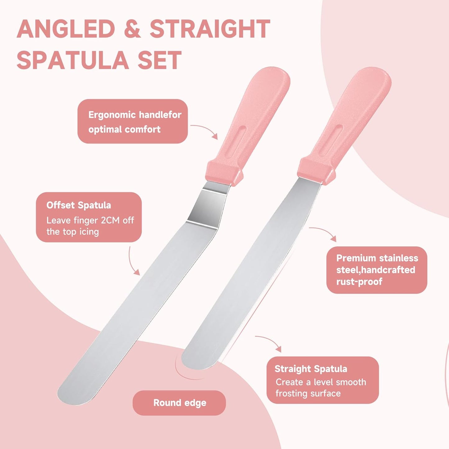 Cake Decorating Kit, 138pcs Cake Decorating Supply with 12 Inch Aluminium Cake Turntable, 64 Numbered Icing Piping Tips, 2 Spatulas, 3 Icing Comb Scraper and Leveller, Piping Bags,cake decorating tool