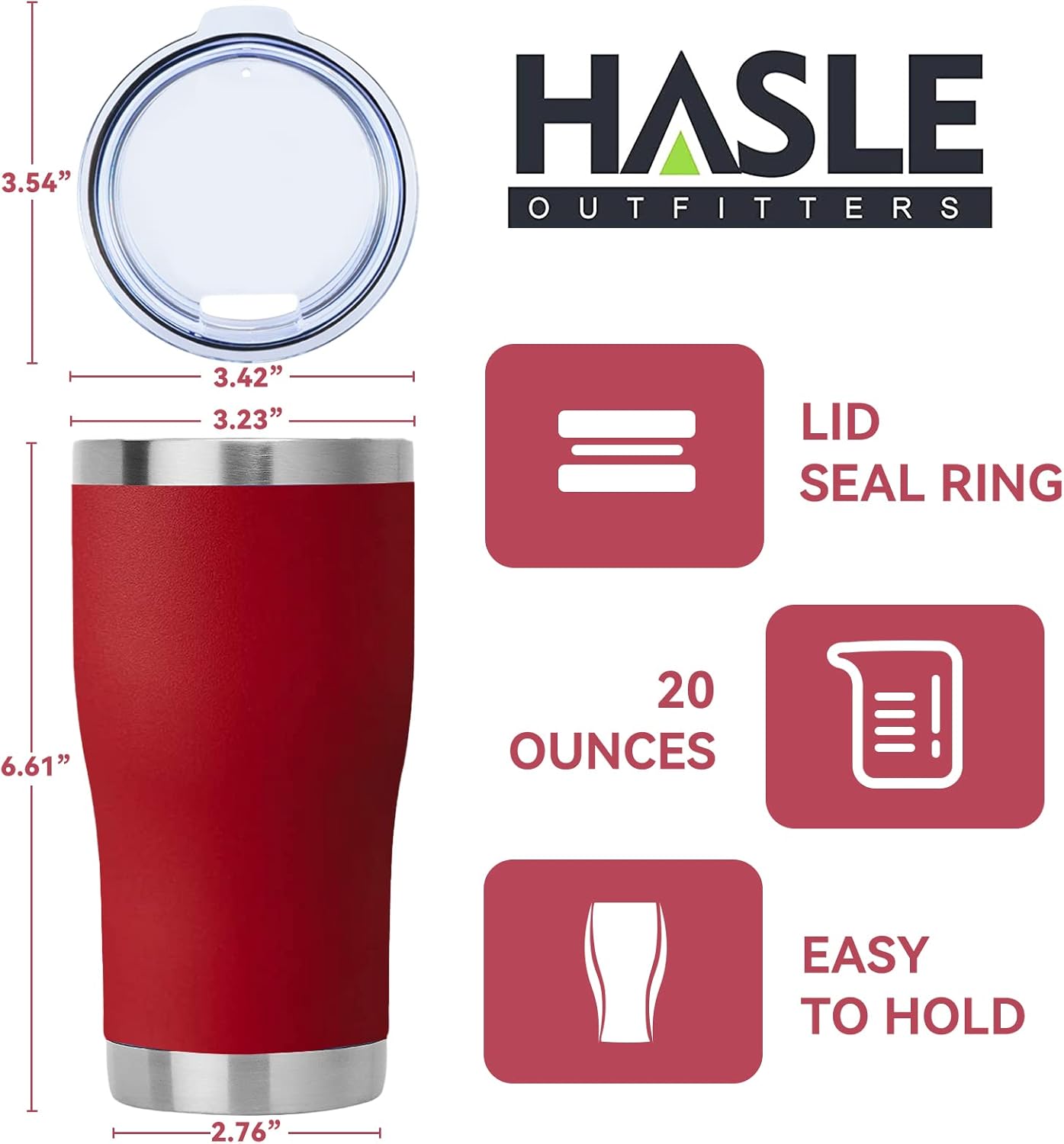 HASLE OUTFITTERS 20 oz Tumbler Bulk, Stainless Steel Tumblers with Lid, Vacuum Insulated Tumbler, Double Wall Powder Coated Cup, coffee mugs, Wine Red, 12 Pack