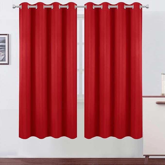 LEMOMO Blackout Curtains 66 x 72 Inch Long Bright Red Curtains Set of 2 Panels by Lemomo
