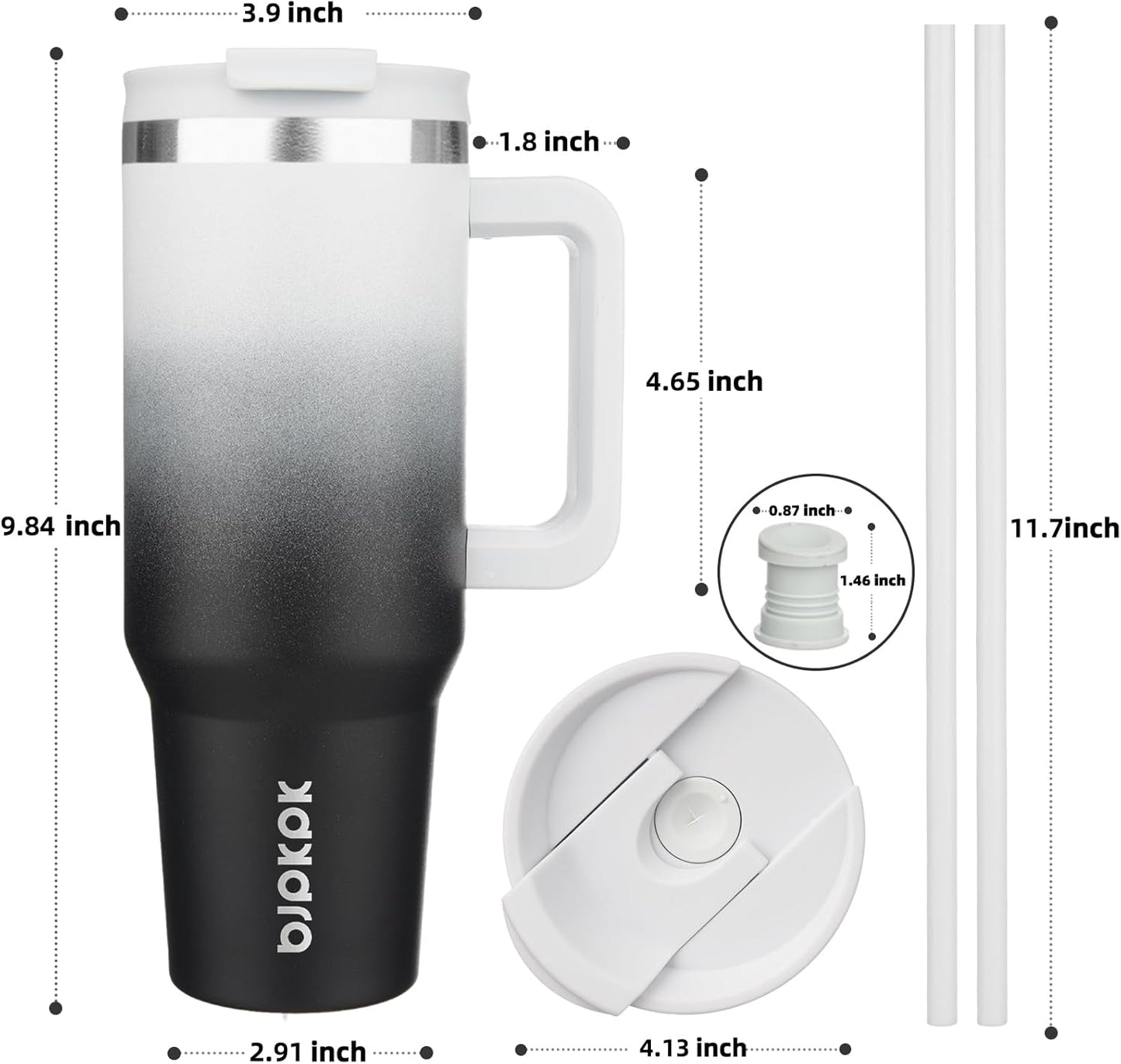 BJPKPK Insulated Tumblers With Handle And Straw 40 oz Stainless Steel Tumbler Cups With Lid,Day And Night