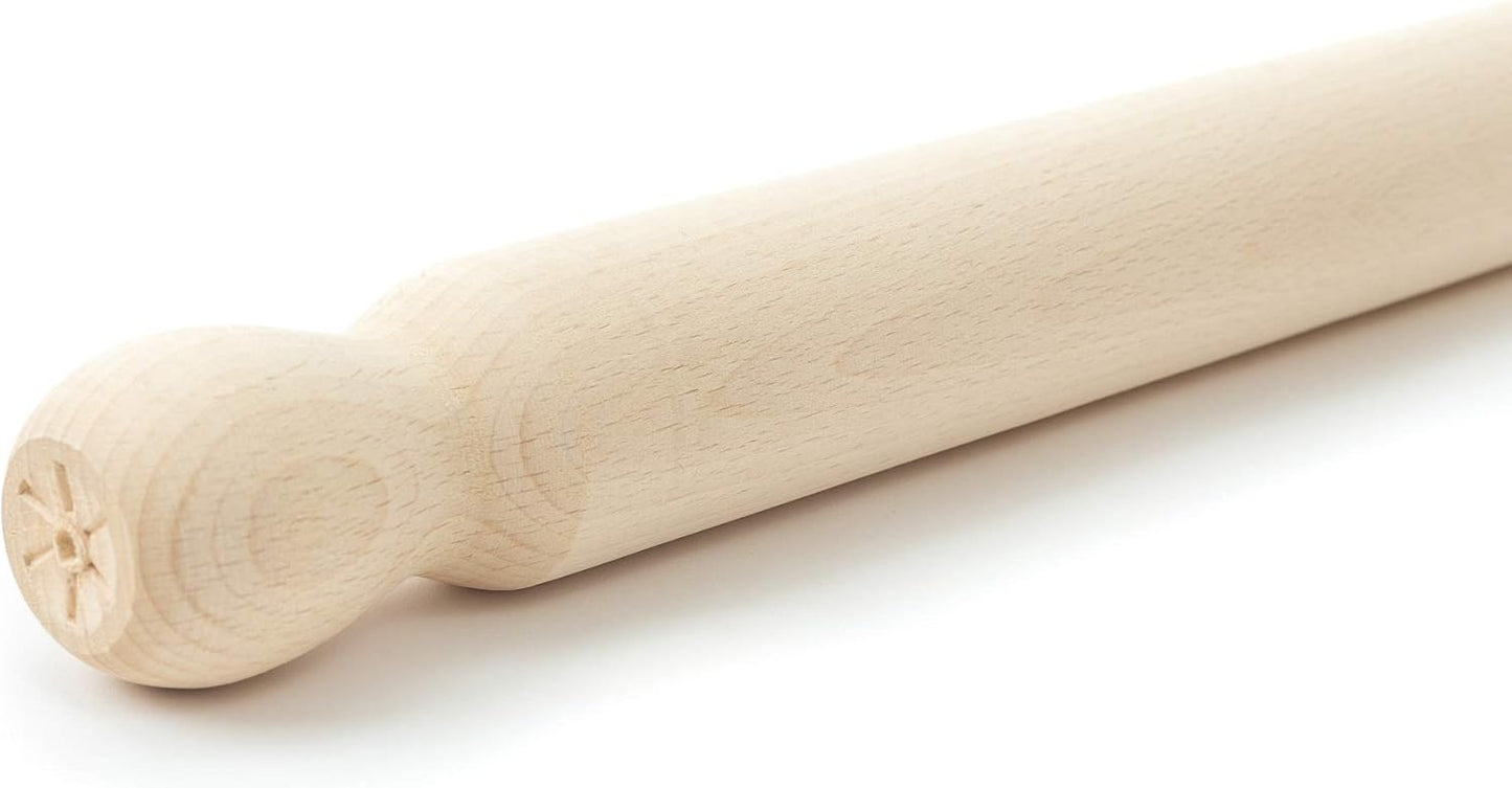 Tuuli Kitchen – French Wooden Rolling Pin, Baking Roller for Rolling Out Pizza, Pasta, Puff and Other Doughs, 40 x 4 cm