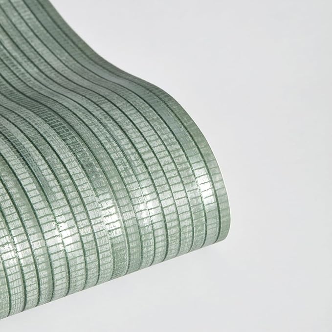 Tempaper Textured Metallic Sage Green Faux Grasscloth Removable Peel and Stick - Image 8