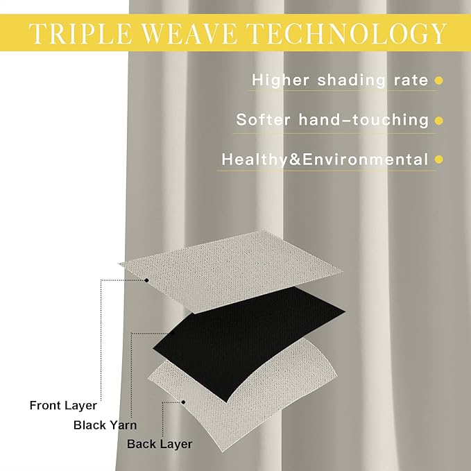 NICETOWN Blackout Curtains for Sliding Glass Door Room Divider Noise Reduce - Image 2